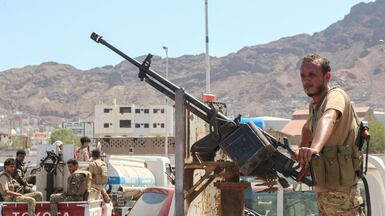 Fighters loyal to Yemen's separatist STC. Divisions have risen to the surface in the anti-Houthi alliance in Yemen. EPA