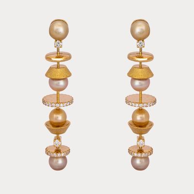 Bespoke diamond, gold and natural pearl earrings by Mattar. Mattar/ Instagram