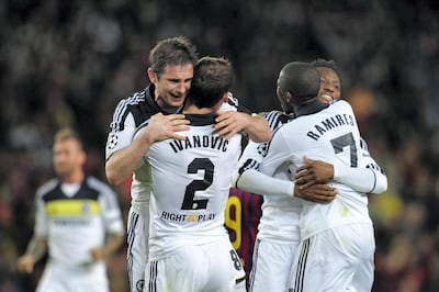 Frank Lampard (lft) and his Chelsea teammates Branislav Ivanovic , Ramires and John Obi Mikel. Getty