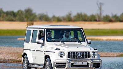 Sheikh Mohammed bin Rashid takes Sheikh Mohamed bin Zayed out for a tour of Al Marmoom Lakes on Monday. Courtesy: Sheikh Mohamed bin Zayed Twitter