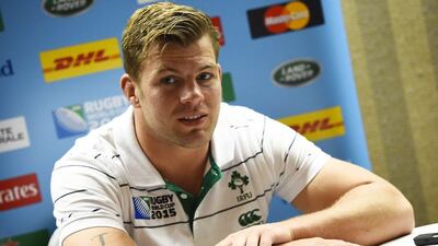 Ireland's Jordi Murphy gives a press conference in Cardiff on Wednesday ahead of the quarter-final against Argentina on Sunday. Loic Venance / AFP / October 14, 2015