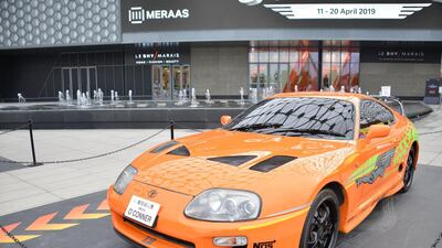 A Toyota Supra from the first Fast and Furious film, rebuilt in memory of lead actor Paul Walker.