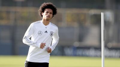 Leroy Sane takes part in training with the Germany squad ahead of the latest round of Nations League fixtures. AP Photo
