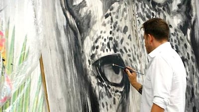Notably, Matt Ryder’s work is part of a 140-metre mural that is painted on the wall of the Dubai Ladies Club on Jumeirah Beach Road. Ryder was one of nine artists commissioned to paint the wall in what is now one of the most striking landscapes of the city. Courtesy Matt Ryder