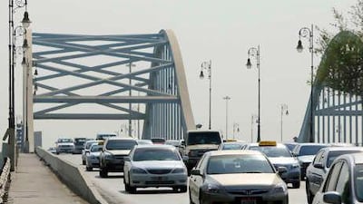 Commuters cross Maqta Bridge in Abu Dhabi.