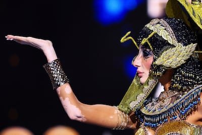Miss Egypt Logina Salah during the National Costume round at the Miss Universe pageant in Mexico. Photo: Raquel Cunha / Reuters