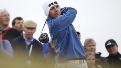 Louis Oosthuizen of South Africa watches a tee shot during a practice round on Tuesday. Russell Cheyne / Reuters