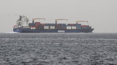 A commercial ship passes through an international shipping lane off Yemen. AFP