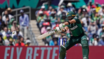 Pakistan's Iftikhar Ahmed hits a boundary during Super Over loss to USA. AP