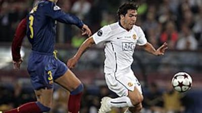 Carlos Tevez in action for Manchester United in this year's Champions League final against Barcelona.