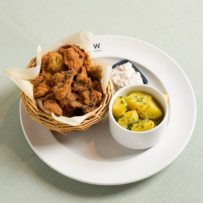 Vegetarian schnitzel made from oyster mushrooms at Wrenkh