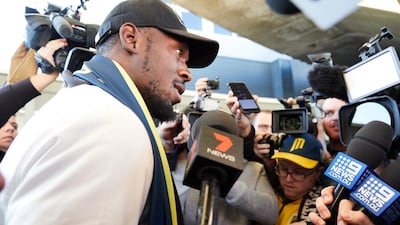 Usain Bolt arrives at Sydney Airport. EPA