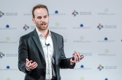Josh Giegel, co-founder and CTO of Virgin Hyperloop One, spoke at Ideas Abu Dhabi. Victor Besa / The National