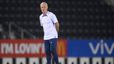 Didier Deschamps during a France training session at Al Janoub Stadium. AFP