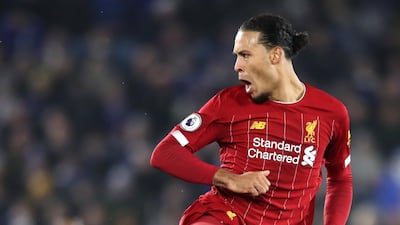 Virgil van Dijk during the match against Leicester City on Thursday. Getty Images