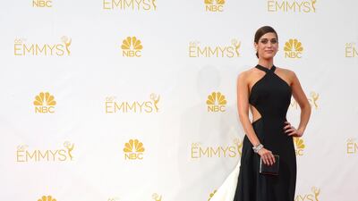 Lizzy Caplan wears Donna Karan to the 2014 Primetime Emmy Awards. EPA