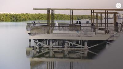 A history-themed platform that tells the story modern Abu Dhabi at Al Gurm Corniche. Courtesy: Abu Dhabi Media Office
