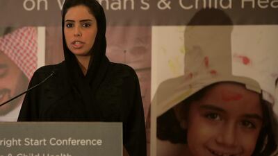 Hend al Otaiba, director of strategic communications for Abu Dhabi Media, speaks at the opening ceremony of the conference about the media’s responsibility towards children, at the Rotana Beach Hotel in Abu Dhabi. Ravindranath K / The National
