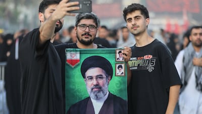 A portrait of Iran's supreme leader Ayatollah Mojtaba Khamenei in the Iraqi city of Karbala on July 31. AFP
