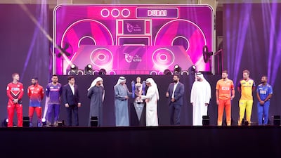 Officials and team captains during the opening ceremony of the DP World International League T20