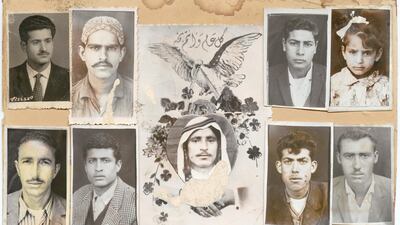 Studio portraits mounted on cardboard, Amman, Jordan, 1930-1940, gelatin silver developing-out paper print. Bedros Doumanian Collection, courtesy of the Arab Image Foundation