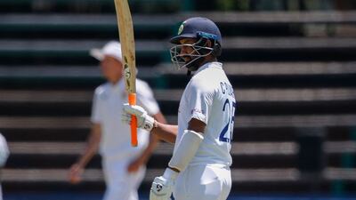 India batsman Cheteshwar Pujara after reaching his 50. AFP