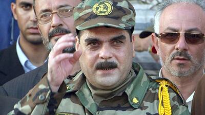 Samir Kuntar gestures towards the crowd after arriving in the southern Lebanese town of Naqura in 2008 after he was released by ISrael in a prisoner exchange. Kuntar was killed in an Israeli airstrike on the outskirts of Damascus on Saturday. EPA/NABIL MOUNZER