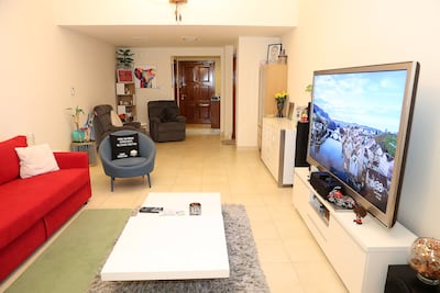 Sunny Noronha and his partner Anuu pay Dh60,000 rent for a one bedroom apartment in the Al Wasl R441 building. Pawan Singh / The National