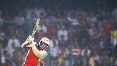 Chris Gayle of Royal Challengers Bangalore in action during IPL 2012. Saurabh Das / AP Photo