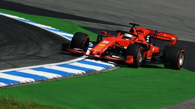 Sebastian Vettel runs wide during first practice for the German Grand Prix, but still set the fastest time. Getty
