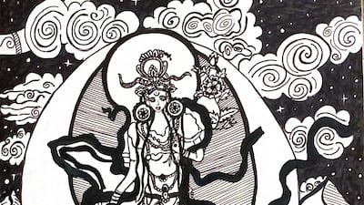 In this manifestation drawing for a client’s workspace, Shah uses symbols of growth, success, staying on top and being happy, peaceful and protected. Photo: Natascha Shah