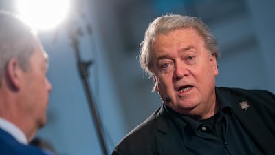 Former Trump adviser Steve Bannon hosts an interview at the conference, billed as the largest conservative gathering in the world. EPA