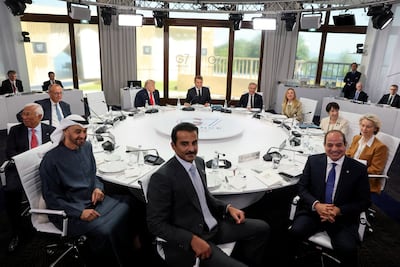 President Sheikh Mohamed joined other leaders in a working lunch at the G7 summit in Evian-les-Bains, France. Reuters
