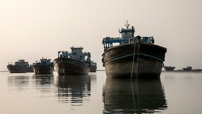 Fishing boats sit idle along the Strait of Hormuz near Qeshm Island, Iran, as negotiations continue between the US and Iran over opening the critical waterway. Getty Images
