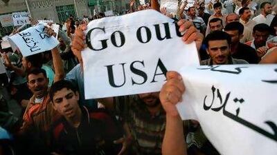 A rally in Najaf in 2008. Many people believe the US withdrawal can solve Iraq's problems.