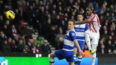 Cameron Jerome of Stoke City scores his team's second goal against Reading at the Britannia Stadium. Chris Brunskill / Getty Images