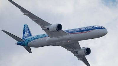 An Air Tahiti Nui Boeing 787-9 performs its flying display at the International Paris Air Show on June 17, 2019 at Le Bourget Airport, near Paris. AFP