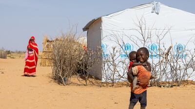 Two young Sudanese refugees in the Farchana refugee camp