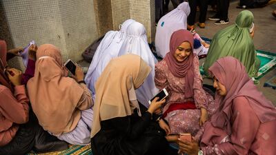 Thai Muslims celebrate Eid Al Fitr at The Foundation of the Islamic Centre of Thailand to mark the end of the holy month of Ramadan in Bangkok, Thailand. Getty Images