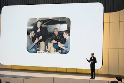Google's Sundar Pichai at the I/O conference in California on Monday. Bloomberg