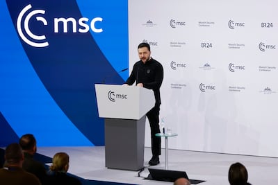 President of Ukraine Volodymyr Zelenskyy speaks during the 61st Munich Security Conference on February 15, 2025 in Munich, Germany. Getty