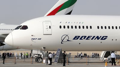 Emirates ordered 40 Boeing 787-10 jets at the Dubai Airshow this week worth $15.1 billion. Pawan Singh / The National