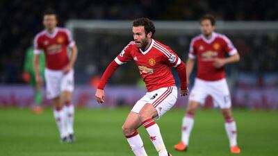 Juan Mata of Manchester United shown in action during the team's Premier League match against Leicester City last weekend. Michael Regan / Getty Images / November 28, 2015