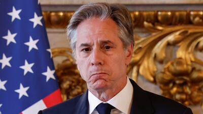 US Secretary of State Antony Blinken reacts at a joint press conference with the French Foreign Minister at the Ministry of Foreign Affairs in Paris. Reuters