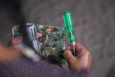 Ms Guerra maintains the solar power units in Cachimbo: Yael Martinez/Bloomberg