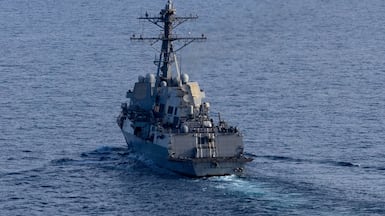 A US guided-missile destroyer patrols the Arabian Sea. Washington is enforcing a naval blockade on Iranian ports. Photo: Centcom