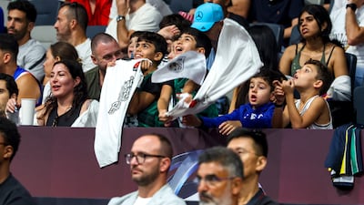 Thousands of fans attend the EuroLeague SuperCup semi-final between Dubai Basketball and Real Madrid at Etihad Arena in Abu Dhabi.