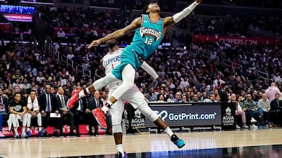 Memphis Grizzlies Ja Morant drives to the basket against the LA Clippers in the NBA clash at Staples Center on Monday, February 24. USA TODAY Sports