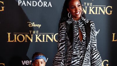Kelly Rowland and her son Titan Jewell Weatherspoon arrive for the world premiere of Disney's 'The Lion King' at the Dolby Theatre on July 9, 2019. EPA