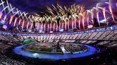 Fireworks burst above the stadium during the Opening Ceremony of the London 2012 Olympic Games. Getty Images